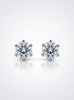 Pair of moissanite stud earrings on a white background