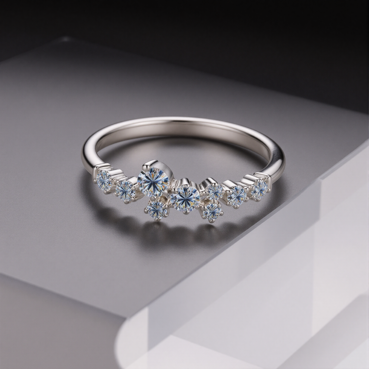 Aurora Cluster Moissanite Ring