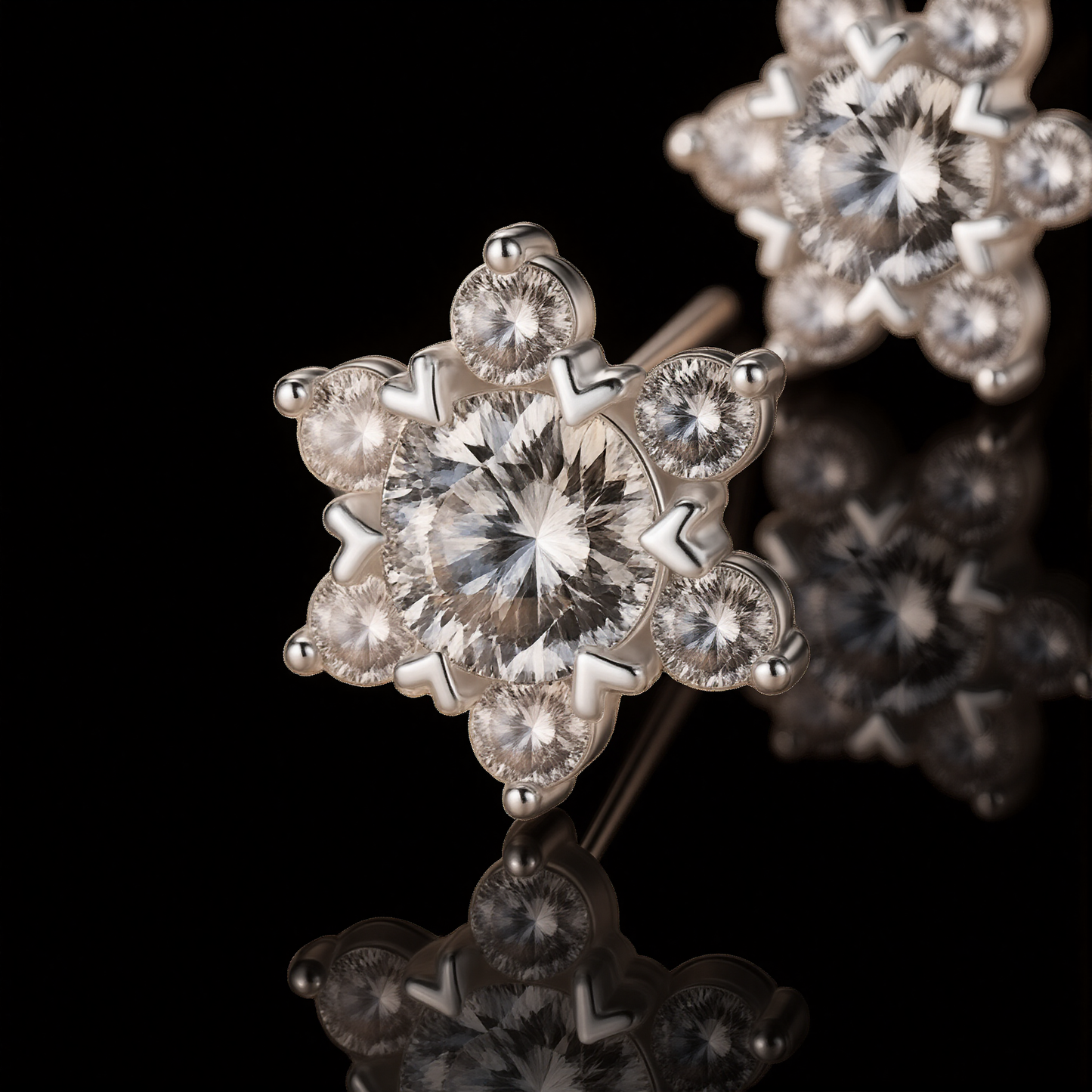 Celestial Petal Moissanite Stud Earrings