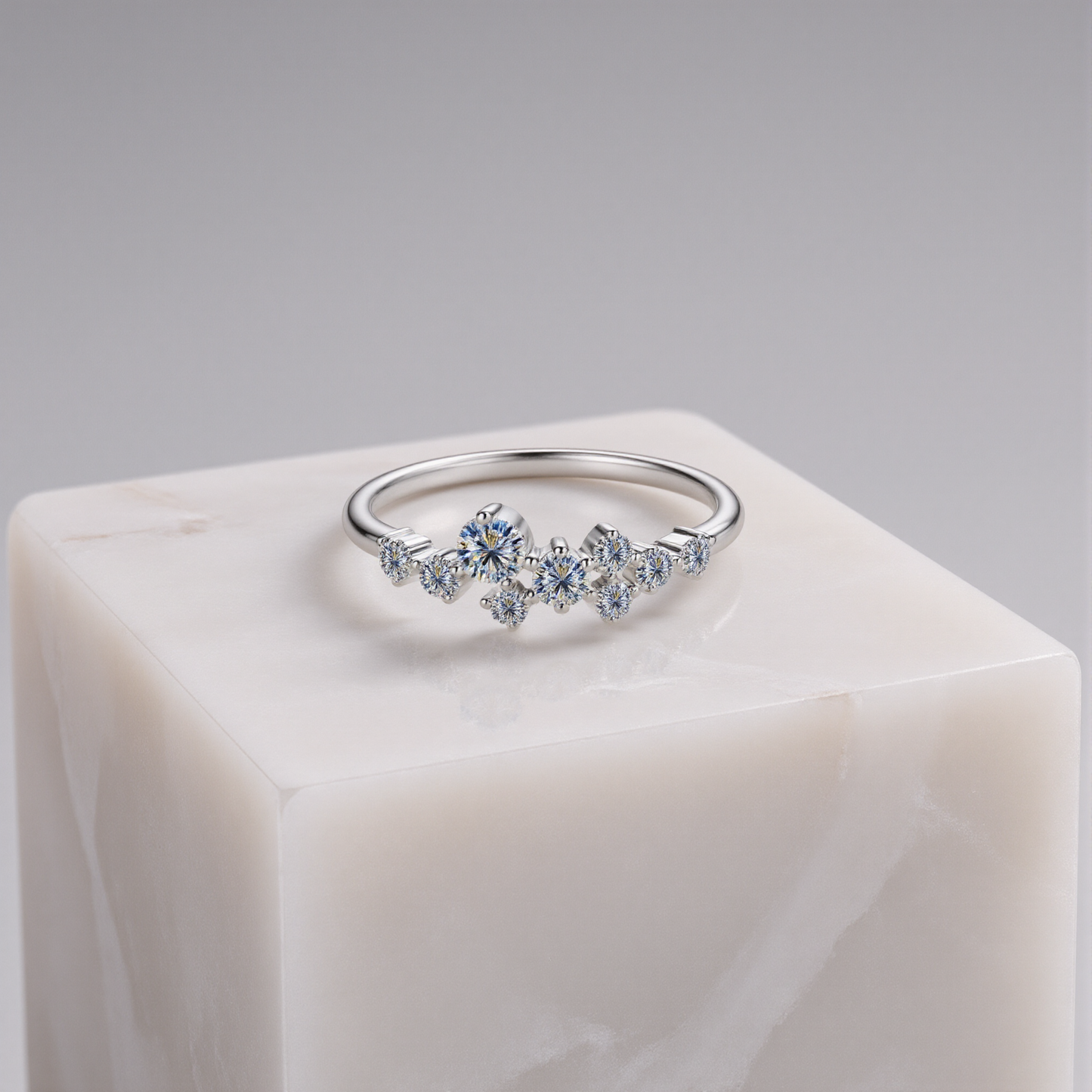 Aurora Cluster Moissanite Ring