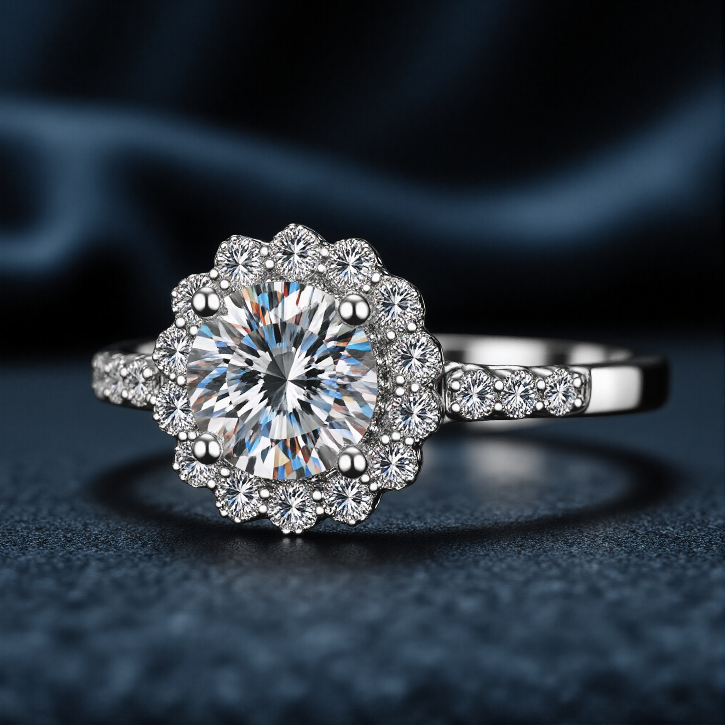 Radiant Moissanite Halo Ring