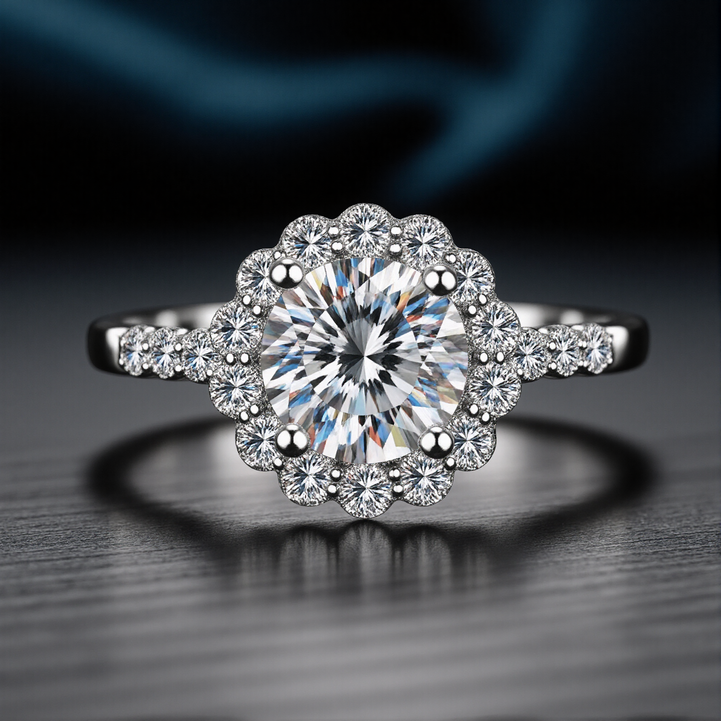 Radiant Moissanite Halo Ring