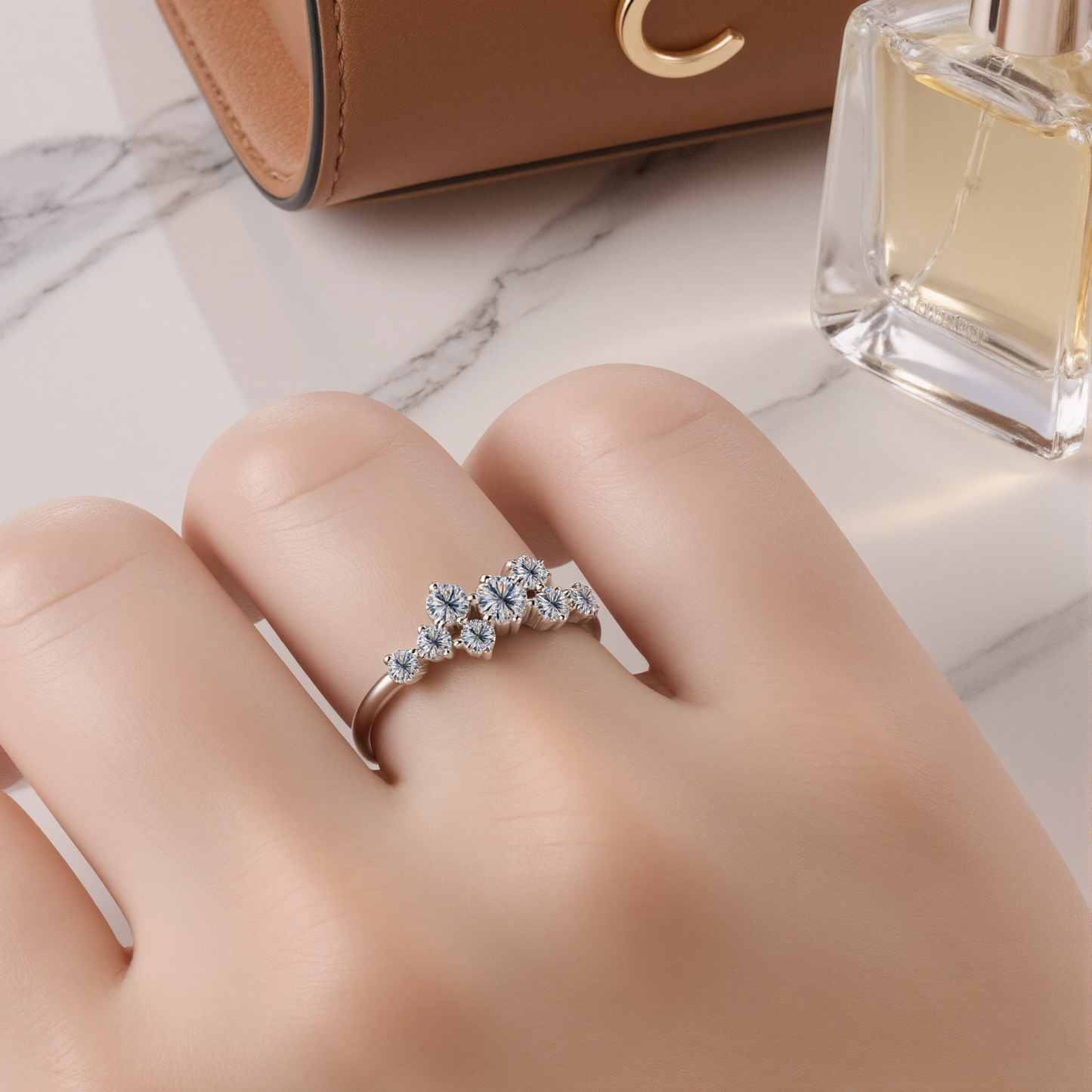 Aurora Cluster Moissanite Ring