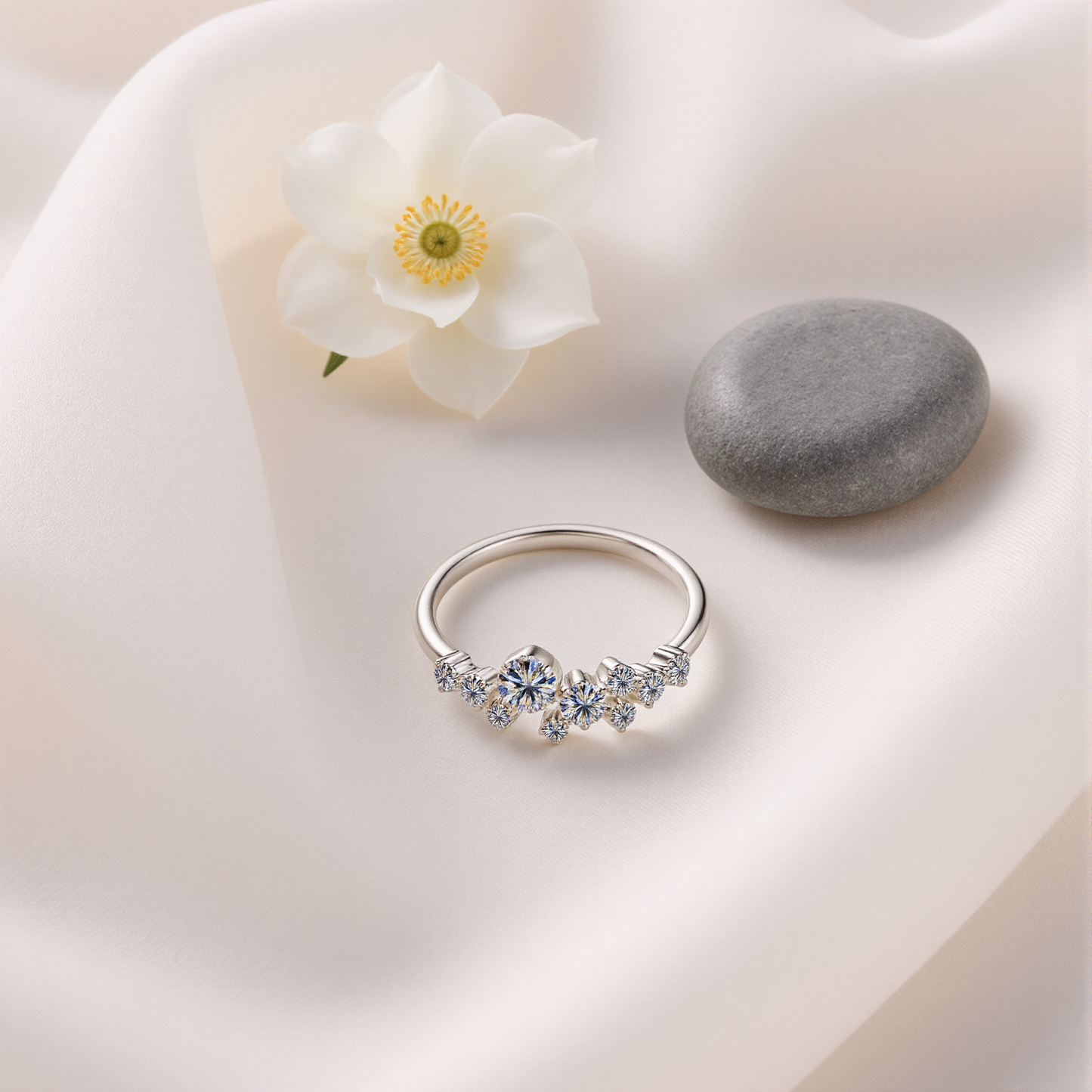 Aurora Cluster Moissanite Ring