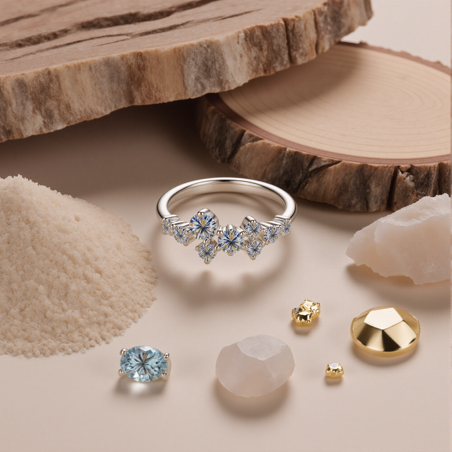 Aurora Cluster Moissanite Ring