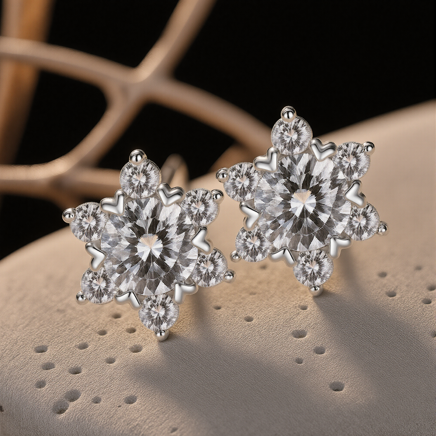 Celestial Petal Moissanite Stud Earrings