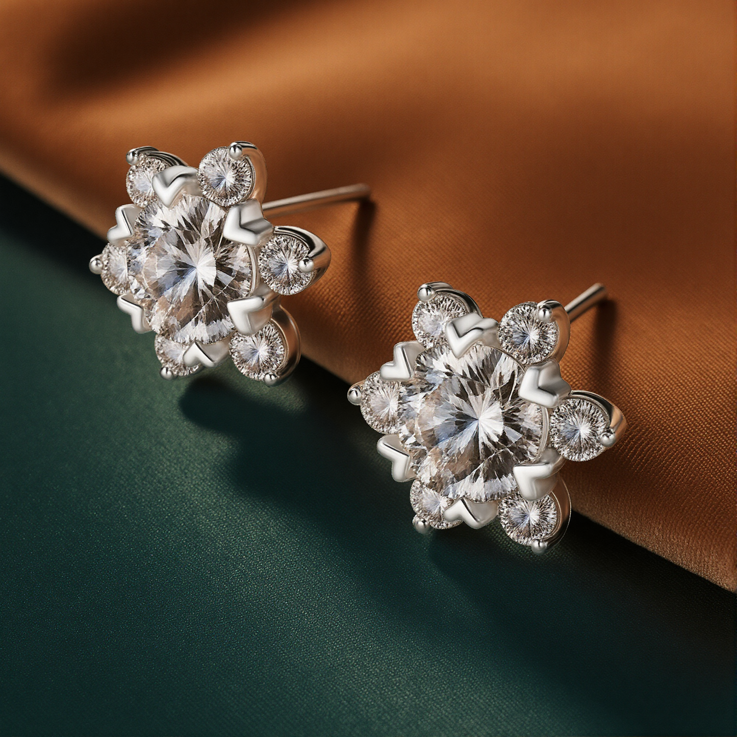 Celestial Petal Moissanite Stud Earrings