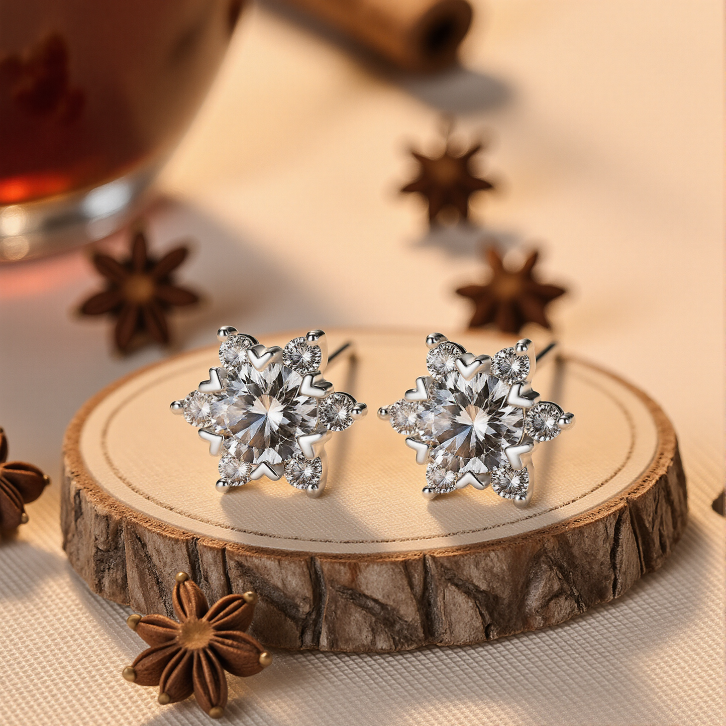 Celestial Petal Moissanite Stud Earrings
