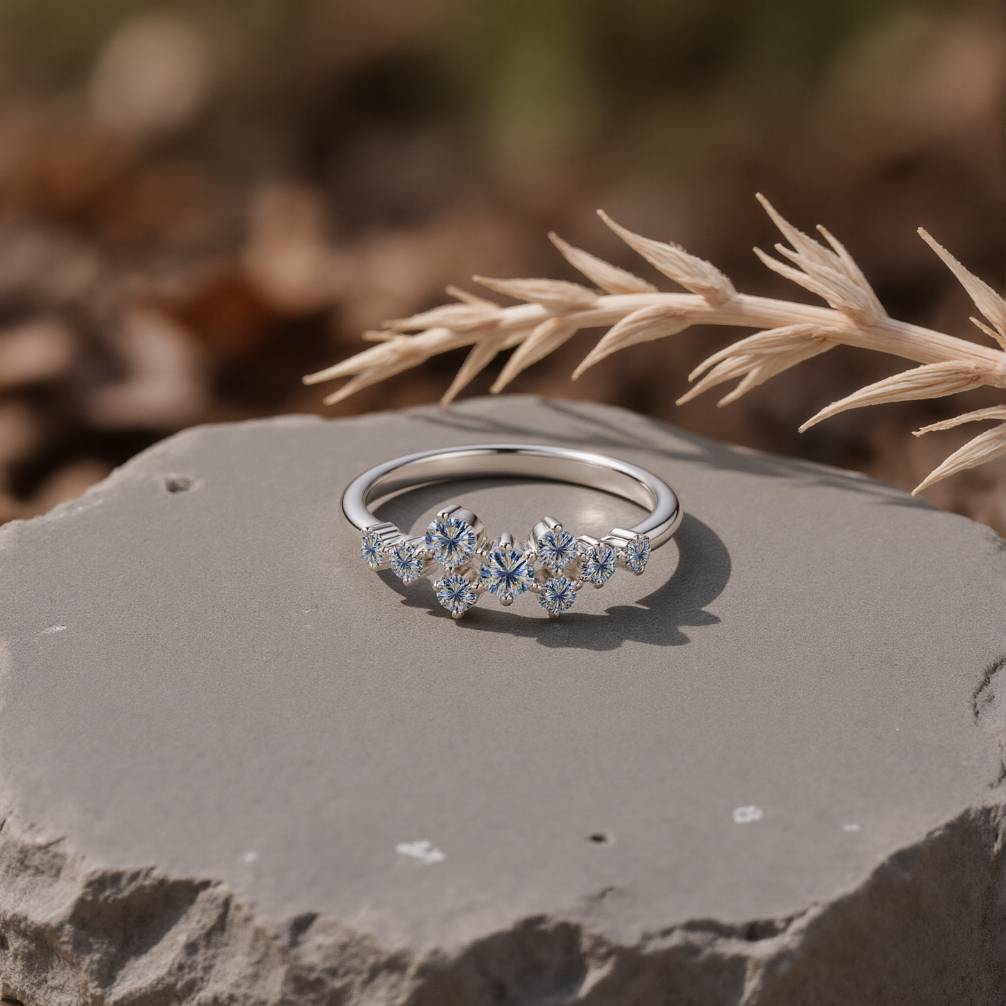 Aurora Cluster Moissanite Ring