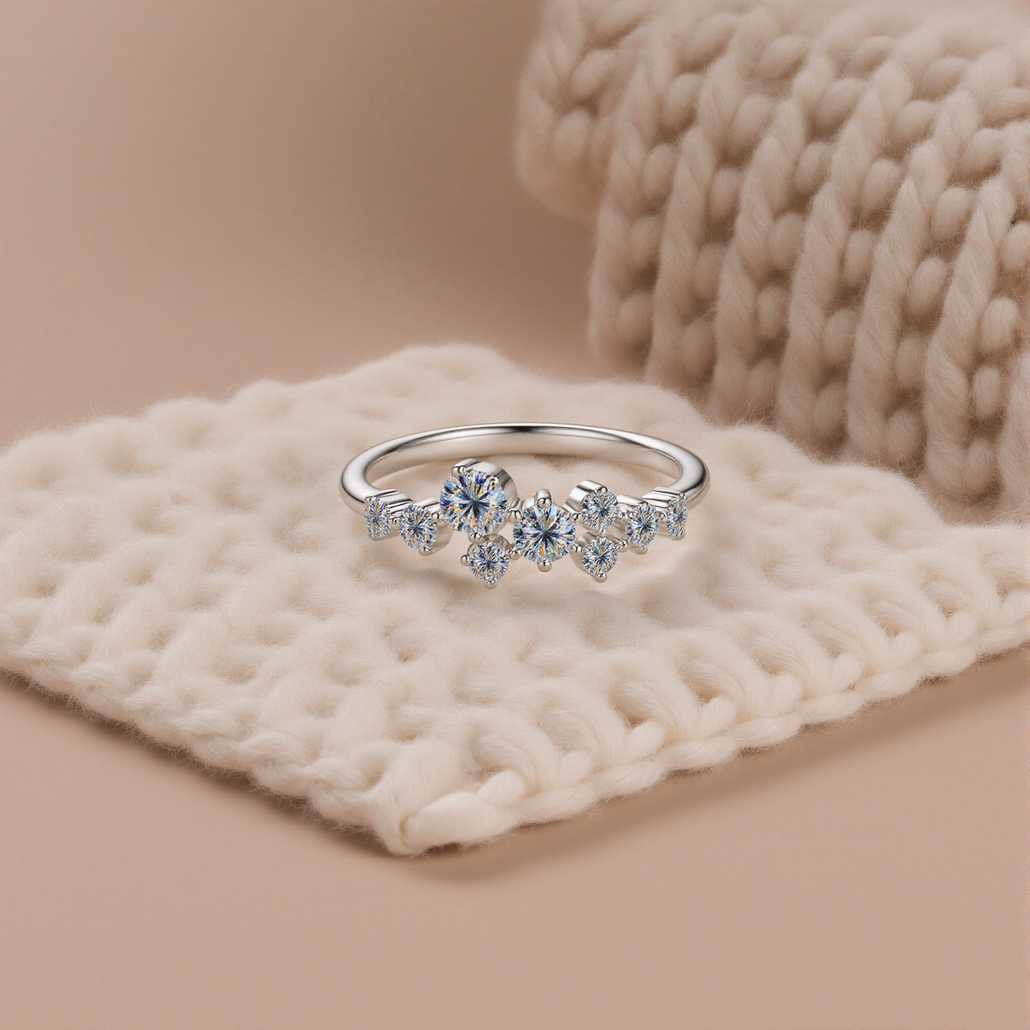 Aurora Cluster Moissanite Ring