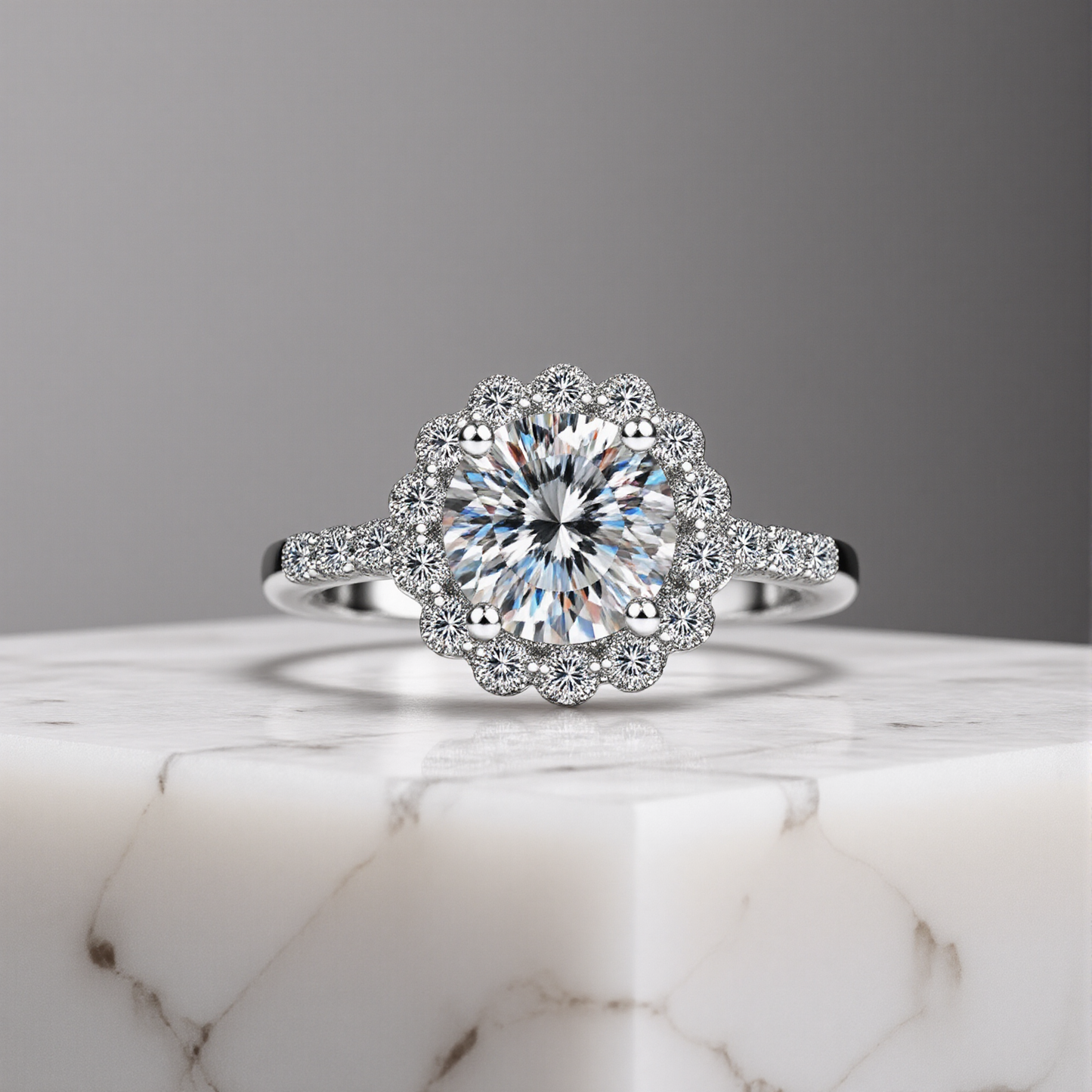 Radiant Moissanite Halo Ring