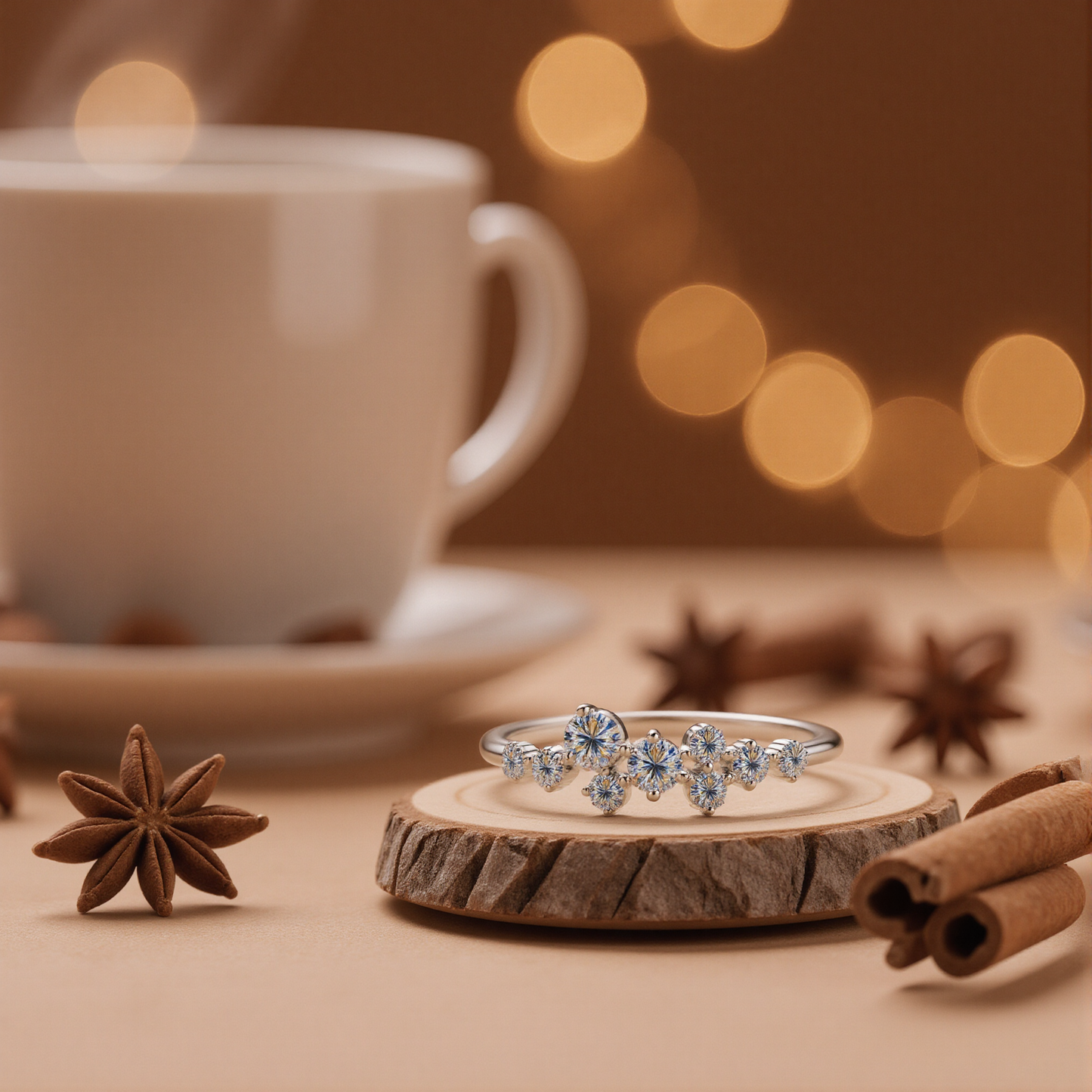 Aurora Cluster Moissanite Ring