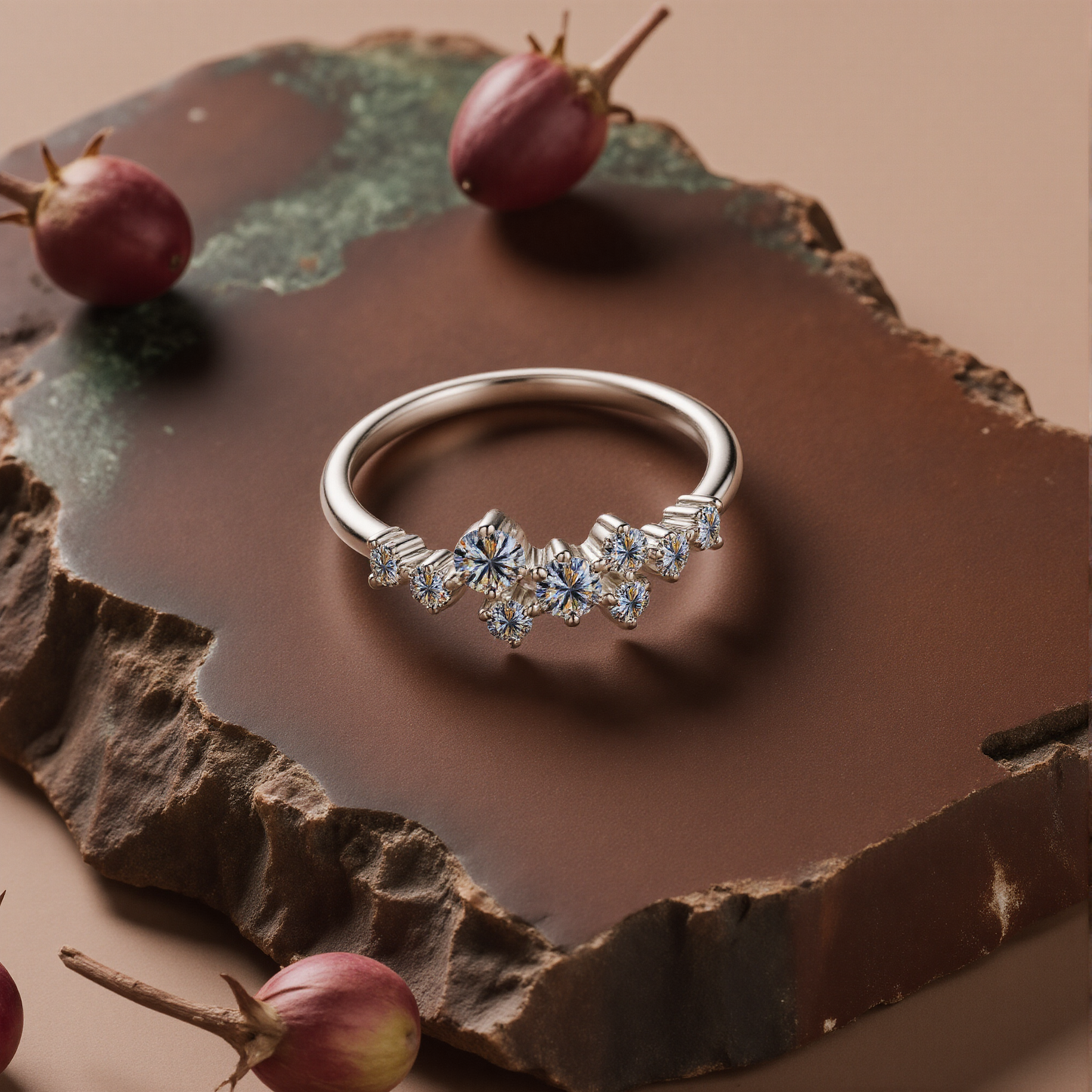 Aurora Cluster Moissanite Ring