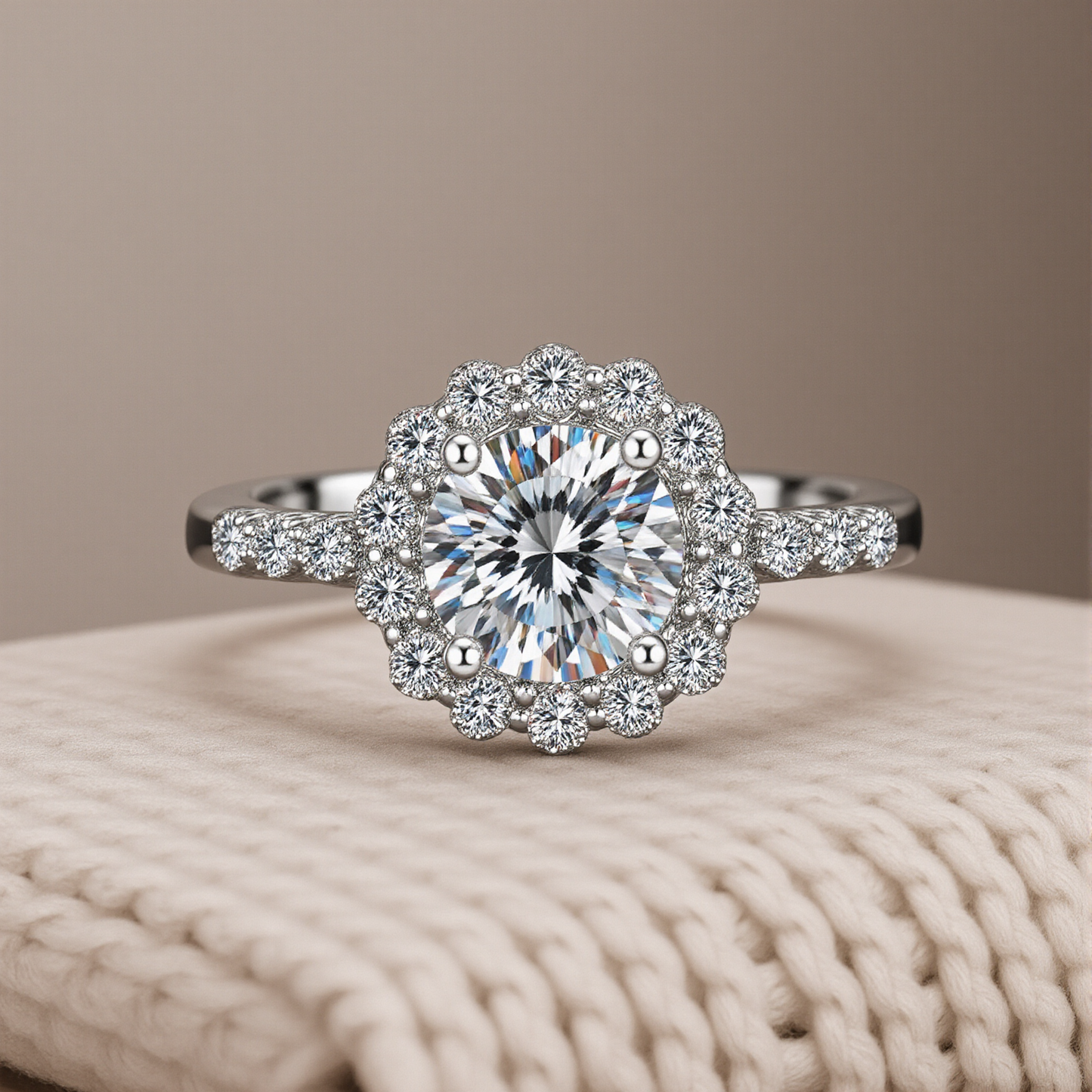 Radiant Moissanite Halo Ring