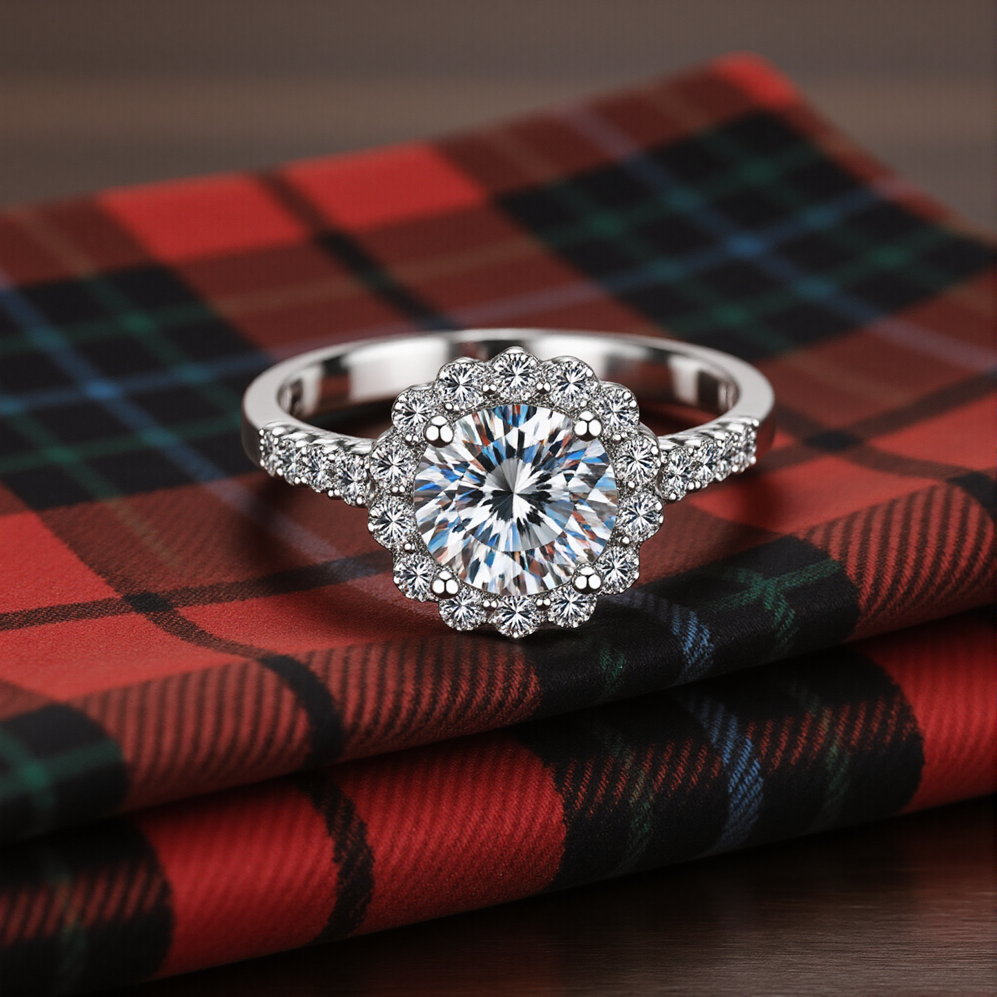 Radiant Moissanite Halo Ring