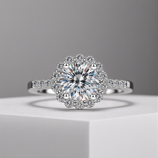 Radiant Moissanite Halo Ring